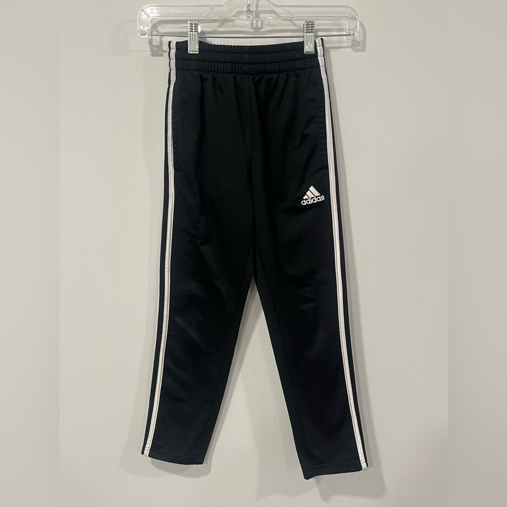 adidas Black Joggers with White Side Stripes - Kids